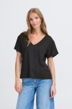 T-shirt με V λαιμόκοψη και Τσέπη ICHI