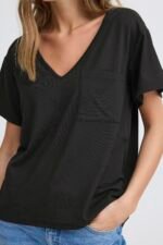 T-shirt με V λαιμόκοψη και Τσέπη ICHI - Image 3