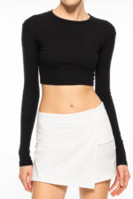 Μαύρο Cropped Top Lumina με Μακρύ Μανίκι