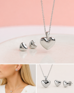 Σετ Κολιέ & Σκουλαρίκια Καρδιά Stainless Steel - Image 2