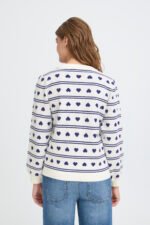 ICHI Πλεκτό Pullover με Σχέδιο Καρδιές – Birch Blue Print - Image 2