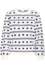 ICHI Πλεκτό Pullover με Σχέδιο Καρδιές – Birch Blue Print - Image 3