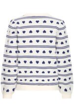 ICHI Πλεκτό Pullover με Σχέδιο Καρδιές – Birch Blue Print - Image 4