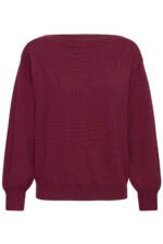 Ichi Λεπτό Πλεκτό Top με Boat Neck – Bordeaux