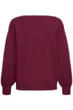 Ichi Λεπτό Πλεκτό Top με Boat Neck – Bordeaux - Image 2