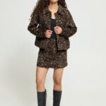 Ichi Animal Print Jacket σε Καφέ & Μαύρο