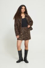 Ichi Animal Print Mini Φούστα σε Καφέ & Μαύρο